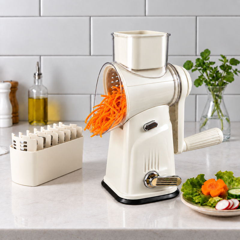Rotary Cheese Grater with 5 Stainless Steel Drum Blades