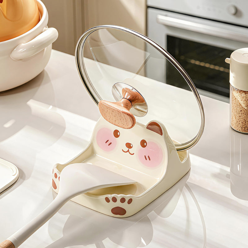 Bear Ceramic Pot Lid & Spatula Holder