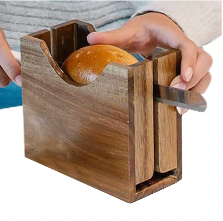 Anti-Slip Wood Bagel Cutter